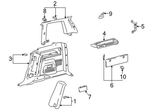 1996 Toyota RAV4 Panel Assy, Deck Trim Side, LH Diagram for 64740-42010-B0