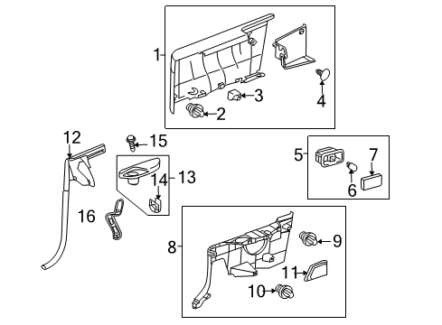 2008 Toyota Solara Weatherstrip, Center Pillar Upper End, LH Diagram for 67866-06010