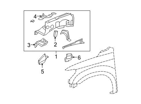 2007 Toyota Tundra Apron Sub-Assy, Front Fender, LH Diagram for 53702-0C190