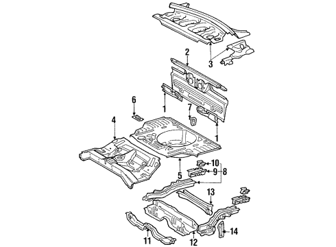 1990 Toyota Tercel Pan, Front Floor Diagram for 58111-16061