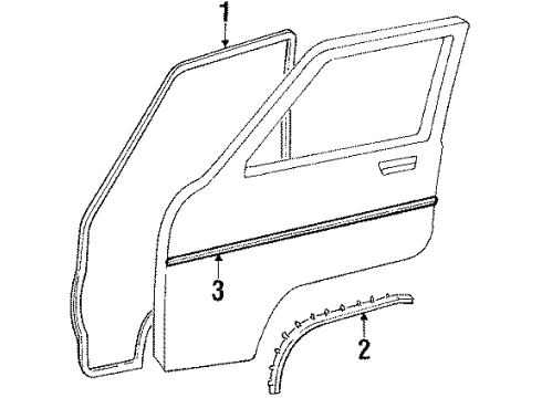 1987 Toyota Van Weatherstrip, Front Door, RH Diagram for 67861-87003