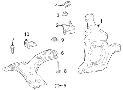 2024 Toyota Grand Highlander Lower Control Arm, Driver Side Diagram for 48069-0E110