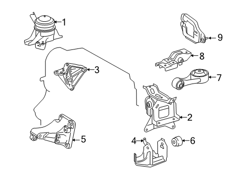 2014 Scion xD Engine & Trans Mounting Diagram