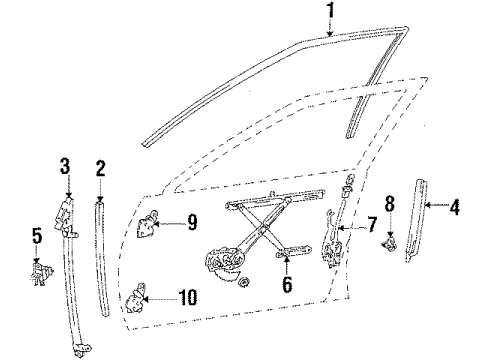 1988 Toyota Camry Front Door Lock Assembly, Left Diagram for 69320-32121