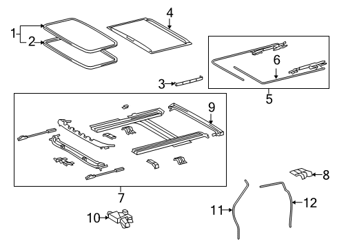 2008 Toyota Sequoia Weatherstrip, Sliding Roof Diagram for 63251-AE010