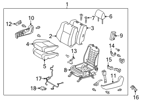 2008 Toyota Sequoia Front Seat Back Cover, Right(For Separate Type) Diagram for 71073-0C800-B2