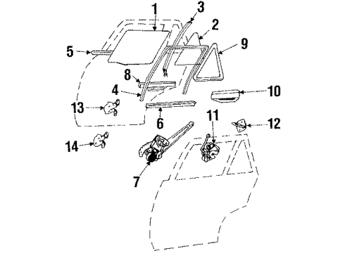 1987 Toyota Tercel Weatherstrip, Rear Door Quarter Window, RH Diagram for 68188-16040