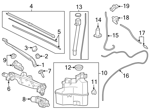 2023 Toyota Prius AWD-e Wiper Transmission, Front Diagram for 85150-47240