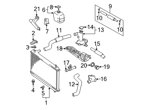 2002 Toyota Avalon Radiator & Components Diagram