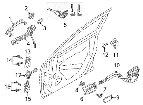 2018 Toyota Yaris iA Front Door Lock Assembly, Left Diagram for 69040-WB001