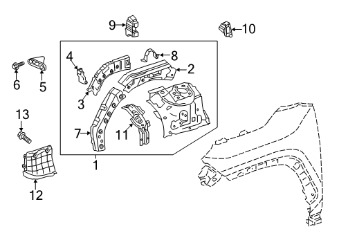 2019 Toyota RAV4 Structural Components & Rails Diagram