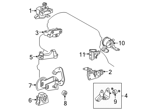 2007 Toyota RAV4 Bracket, Engine Mounting, Rear Diagram for 12321-28190