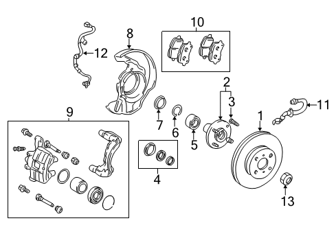 2000 Toyota Corolla Sensor, Speed, Rear RH Diagram for 89545-02020