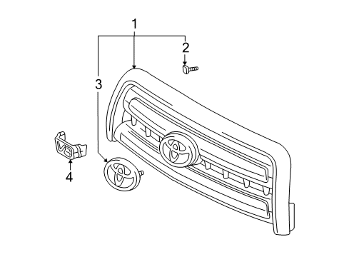 2004 Toyota Tundra Radiator Grille Sub-Assembly Diagram for 53100-0C130-B0