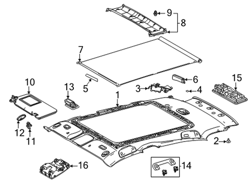 2022 Toyota Venza Interior Trim - Roof Diagram 1 - Thumbnail