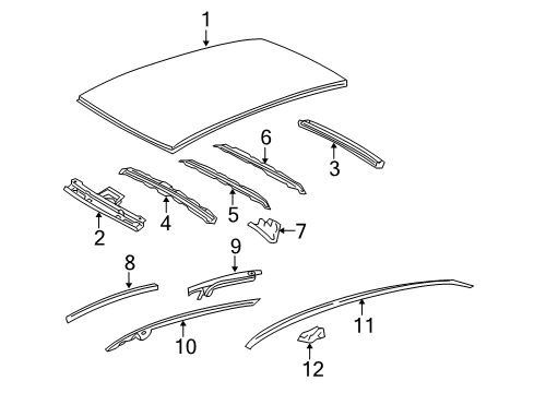 2008 Toyota Yaris Roof & Components, Exterior Trim Diagram