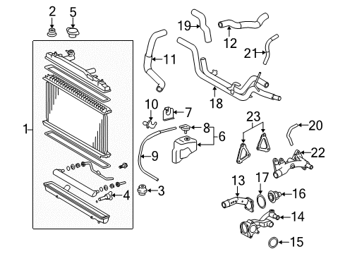 2005 Toyota Avalon Radiator & Components Diagram