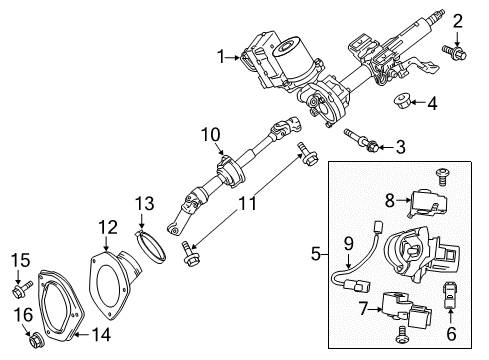 2016 Toyota Sienna Column Assembly, Electrical Diagram for 45250-08080