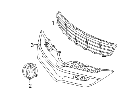 2008 Toyota Yaris Grille & Components Diagram 2 - Thumbnail