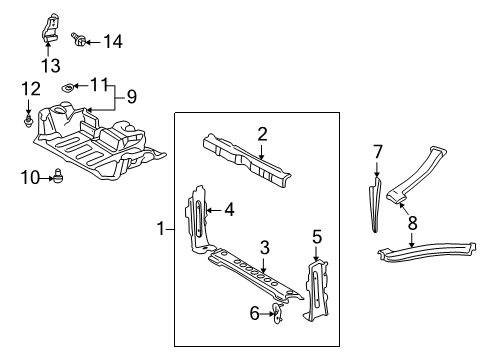 2004 Toyota MR2 Spyder Support, Radiator, Lower Rear Diagram for 53029-17010