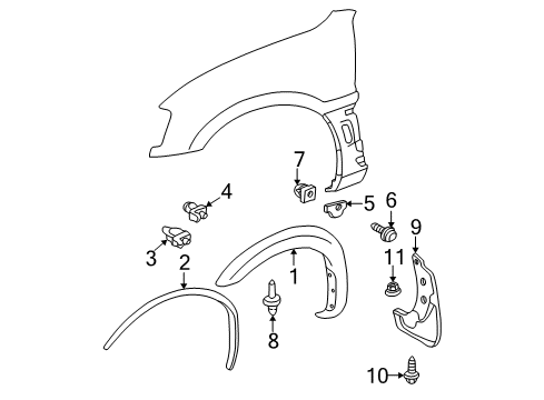 2004 Toyota RAV4 Mudguard, Front Fender, LH Diagram for 76622-42080