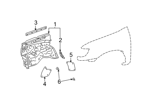 2001 Toyota Tundra Apron Sub-Assy, Front Fender, RH Diagram for 53701-0C030