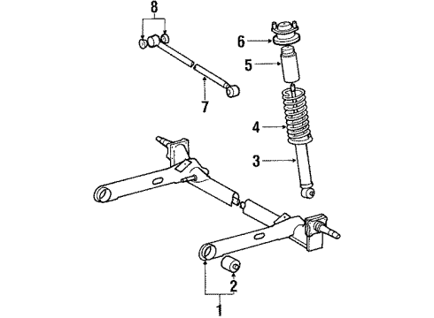 1990 Toyota Tercel Rear Suspension, Axle Housing, Control Arm Diagram 1 - Thumbnail