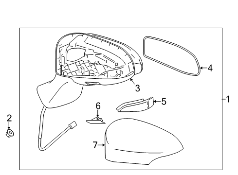 2013 Toyota Venza Outer Mirror Cover, Right Diagram for 87915-0T020-B1