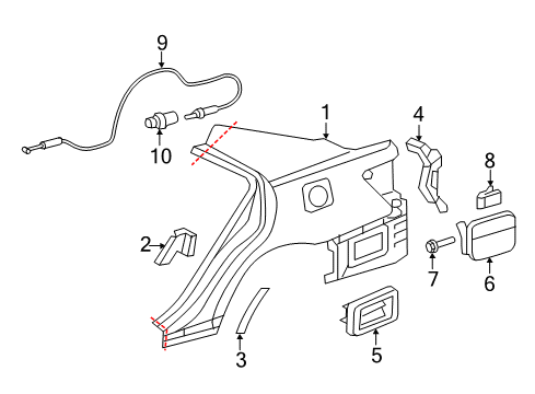 2010 Toyota Camry Quarter Panel & Components Diagram 3 - Thumbnail