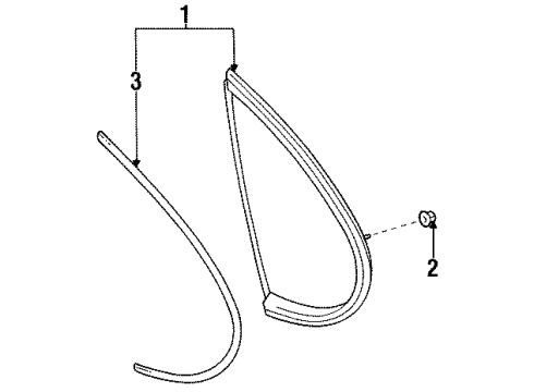 1998 Toyota Avalon Quarter Panel - Glass & Hardware Diagram