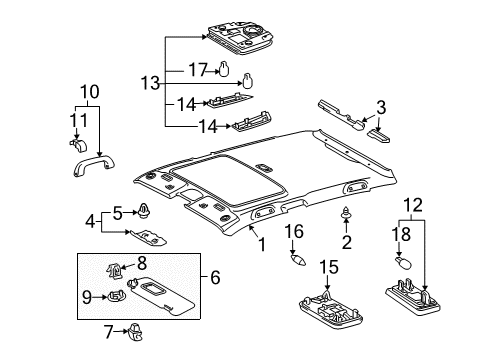 2015 Toyota Prius Plug-In Interior Trim - Roof Diagram