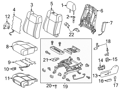 2014 Toyota Tundra Seat Back Cover, Gray, Driver Side Diagram for 71074-0C801-B0