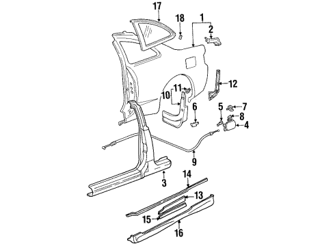 1998 Toyota Celica Pillar, Center Body, Outer LH Diagram for 61312-20370