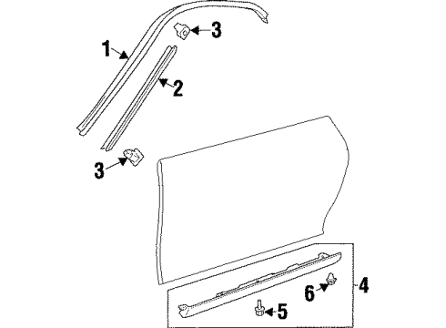 1993 Toyota Supra Exterior Trim - Pillars, Rocker & Floor Diagram