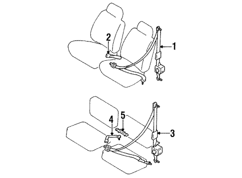 1992 Toyota Pickup Front Seat Belts, Rear Seat Belts Diagram