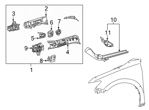 2020 Toyota Camry Structural Components & Rails Diagram 3 - Thumbnail