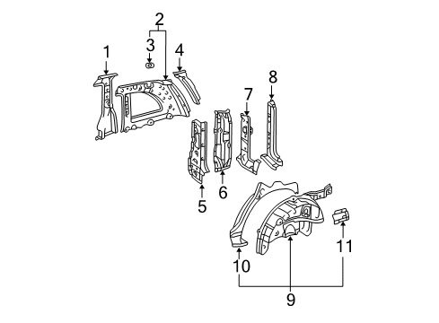 2005 Toyota RAV4 Inner Structure - Quarter Panel Diagram