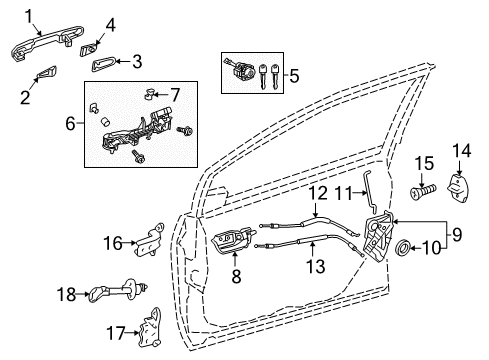 2021 Toyota Prius Handle Assembly, Front Door Diagram for 69210-47041-J6