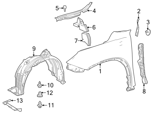 2024 Toyota Grand Highlander Air Guide, Front Driver Side Diagram for 53154-0E110