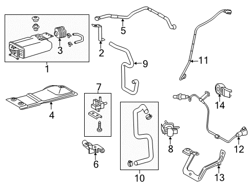 2014 Toyota Highlander Protector, Charcoal Canister Diagram for 77765-0E010