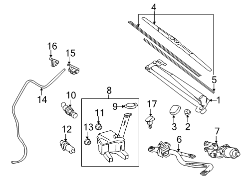 2012 Toyota Yaris Motor And Pump Assy, Windshield Washer Diagram for 85330-21010