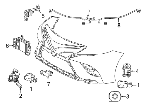 2020 Toyota Camry Sensor, Ultrasonic Diagram for 89341-06070-D3