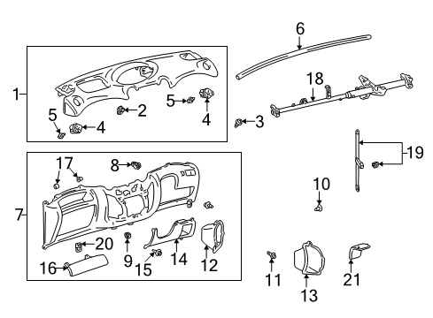 2003 Toyota Echo Box, Instrument Panel Diagram for 55452-52080-B0