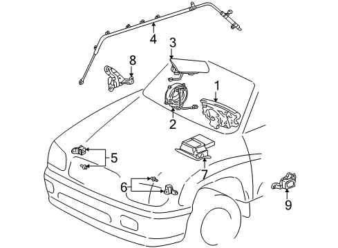 2003 Toyota Sequoia Button Assy, Horn Diagram for 45130-0C041-B0