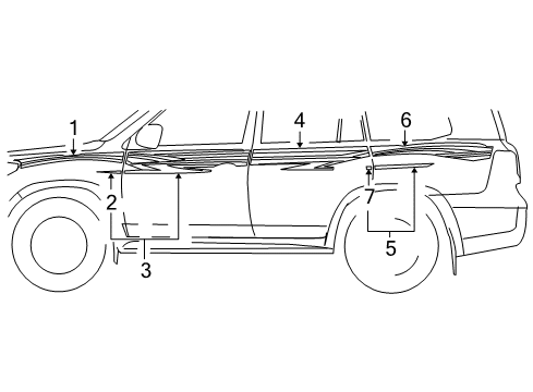 2009 Toyota Land Cruiser Stripe Tape, Gold, Rear Driver Side Diagram for 75994-60370-F0