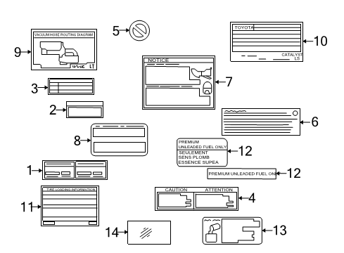 2004 Toyota Celica Plate, Emission Control Information Diagram for 11298-22085