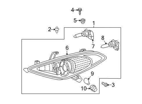 2004 Toyota Solara Front Lamps - Combination Lamps Diagram