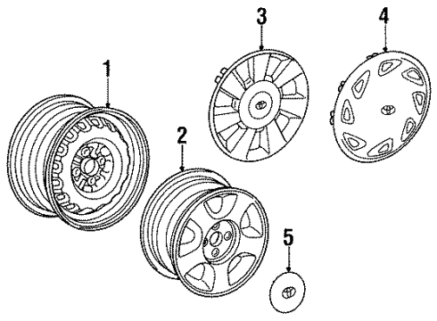 1994 Toyota Paseo Wheels, Covers & Trim Diagram