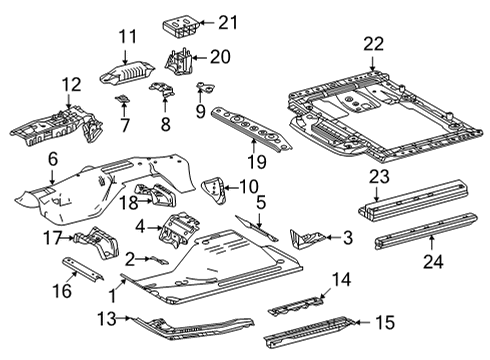 2018 Toyota Mirai Brace, Front Floor, Center Diagram for 57533-62010