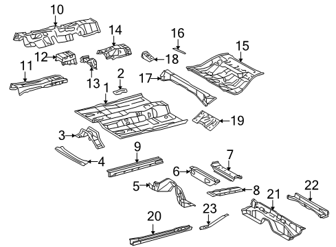 2010 Toyota Venza Pillars, Rocker & Floor - Floor & Rails Diagram